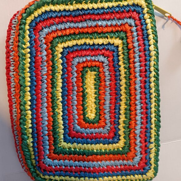 VINTAGE 1970'S CLOVIS  RUFFIN STRAW CLUTCH BAG - Picture 3 of 6